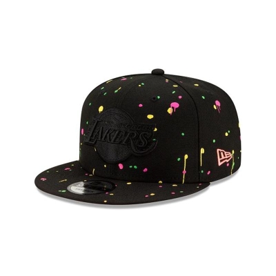 Black Los Angeles Lakers Hat - New Era NBA Neon Splatter 9FIFTY Snapback Caps USA3981754